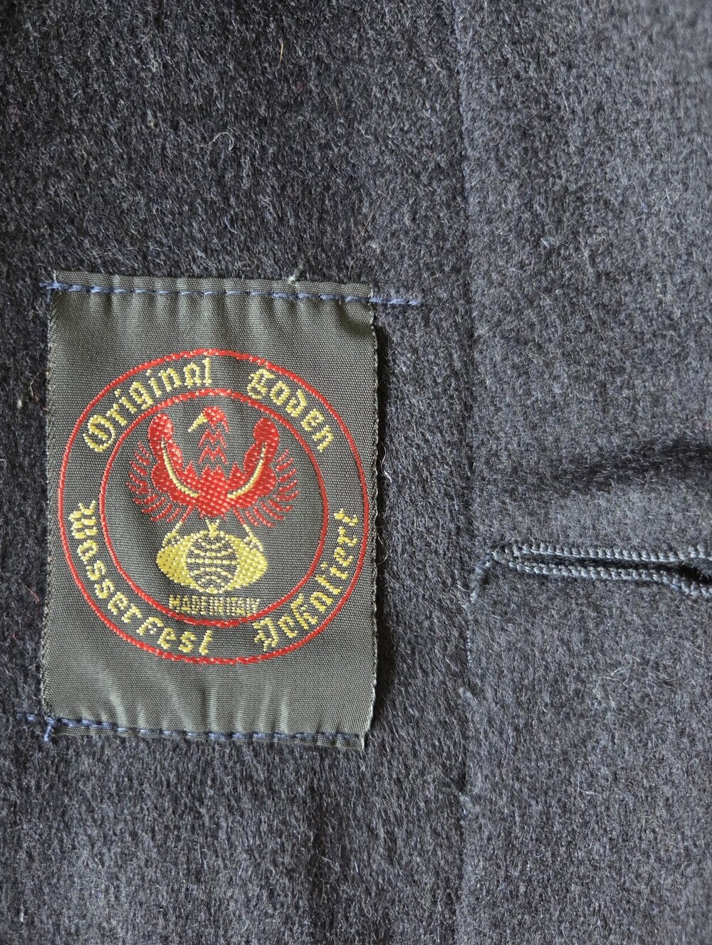 Vintage Original Loden Wasserfest Navy Wool Blend Overcoat Mens Size Medium - Picture 7 of 11
